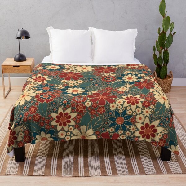 Item preview, Dark Fall/Winter Floral in Red, Teal, & Blue designed and sold by somecallmebeth.
