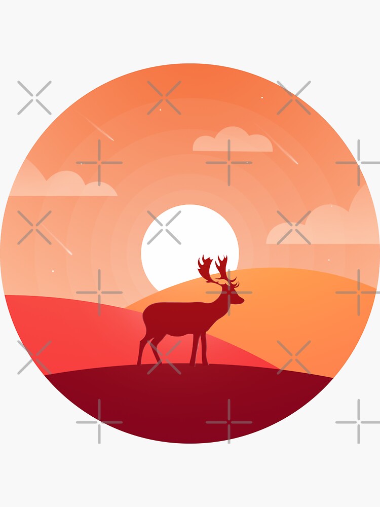 Thumbnail 3 of 3, Sticker, Deer under the moonlight wanders desert designed and sold by Butterfly-Dream.