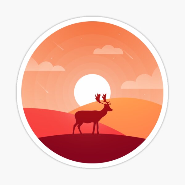 Deer under the moonlight wanders desert Sticker