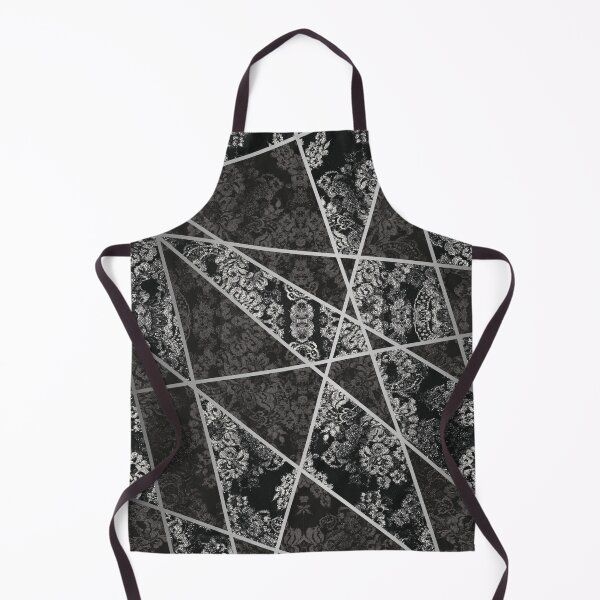 Item preview, Chic Black Silver Minimal Geometric Floral Lace Pattern designed and sold by LaceySkies.