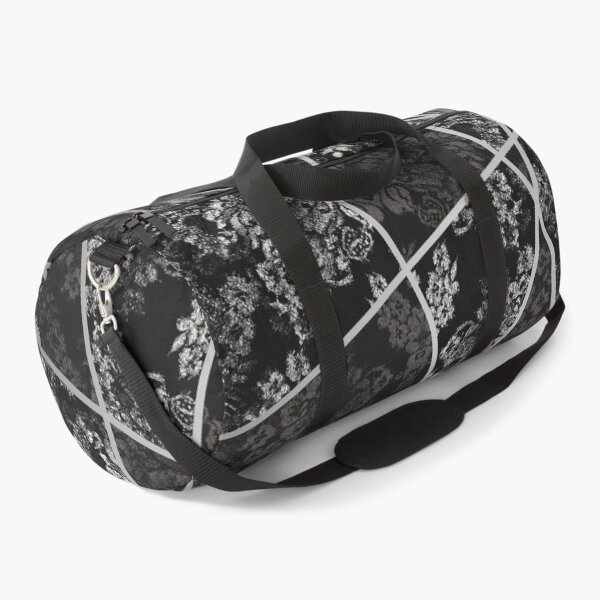 Item preview, Chic Black Silver Minimal Geometric Floral Lace Pattern designed and sold by LaceySkies.