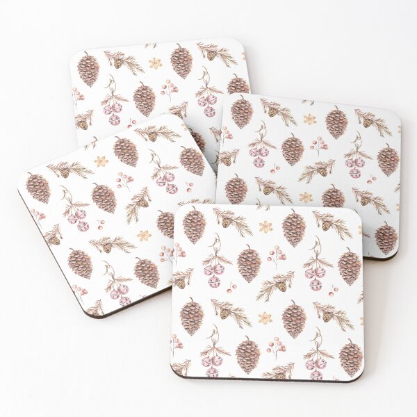 Item preview, Christmas decorations with cones in vintage style (on white) designed and sold by Flowersforbear.