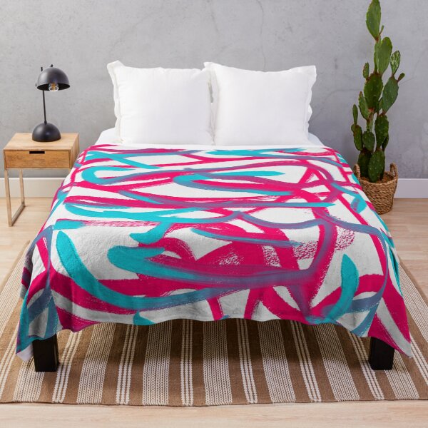 Item preview, Pink Turquoise Colorful Bright Brush Stroke Art Abstract Oil Painting  designed and sold by hopecope.