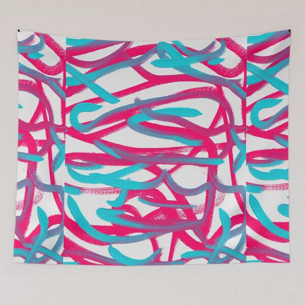 Item preview, Pink Turquoise Colorful Bright Brush Stroke Art Abstract Oil Painting  designed and sold by hopecope.
