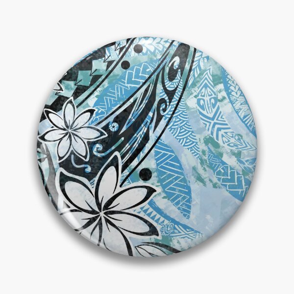 Item preview, Retro Hawaiian - Samoan Ocean Blue Tribal Leaves  designed and sold by sunnthreads.