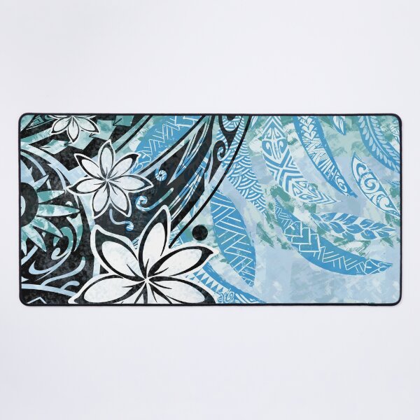 Item preview, Retro Hawaiian - Samoan Ocean Blue Tribal Leaves  designed and sold by sunnthreads.