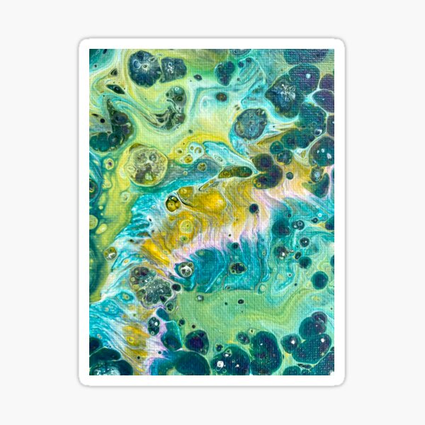 Green Cells Abstract Fluid Artwork Sticker