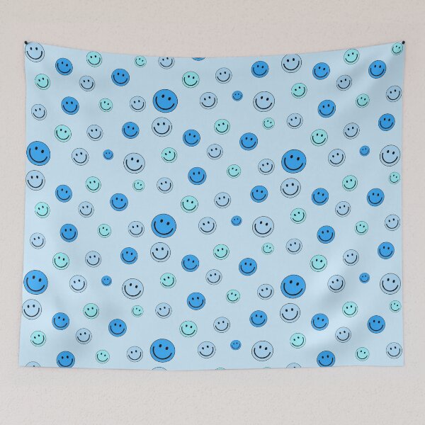 Item preview, Happy Smiley Emoji Faces Pattern Set Blue Color designed and sold by Barolina.
