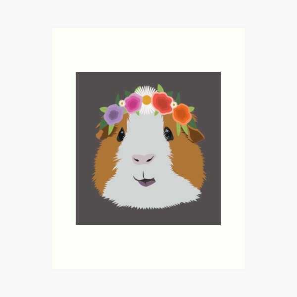 Flower Crown Guinea Pig Art Print