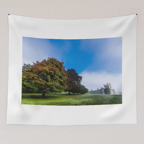 Item preview, A mysterious ancient castle in the morning mist behind the autumn-colored divine garden designed and sold by AlbertMi.