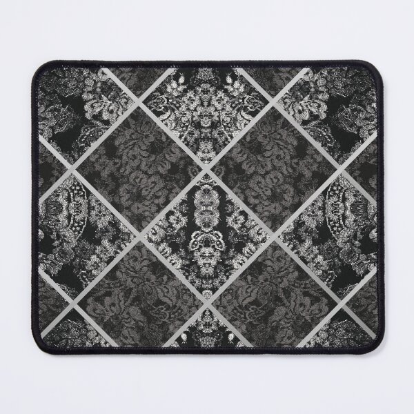 Item preview, Chic Black Silver Minimal Geometric Floral Lace Pattern  designed and sold by LaceySkies.