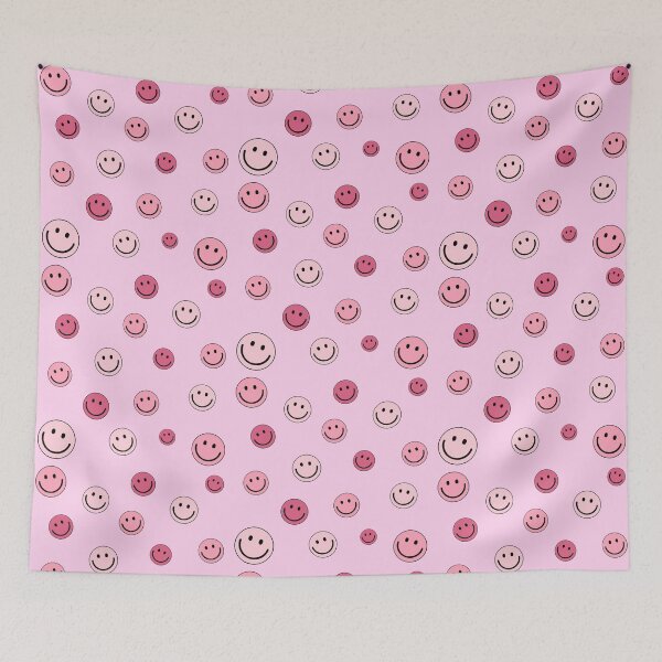 Item preview, Happy Smiley Emoji Faces Pattern Set Pink Color designed and sold by Barolina.