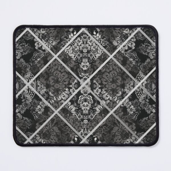 Item preview, Chic Black Silver Minimal Geometric Floral Lace Pattern  designed and sold by LaceySkies.