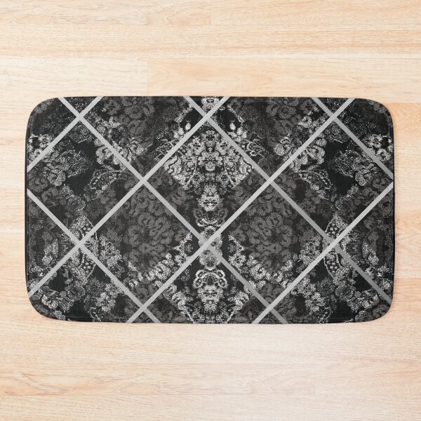 Item preview, Chic Black Silver Minimal Geometric Floral Lace Pattern  designed and sold by LaceySkies.