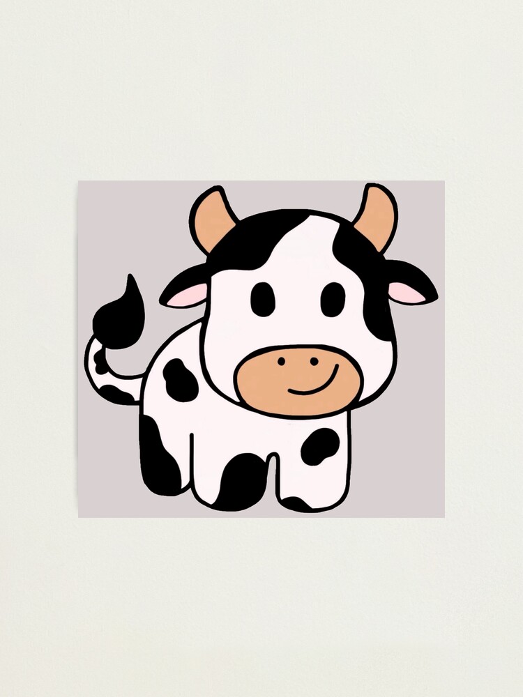 Cute cow, green cow, kawaii cow  Photographic Print for Sale by CastiloART