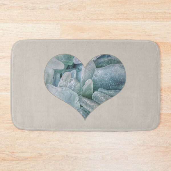 Item preview, Sea Glass Sea Foam Heart with Thin Greige Trim designed and sold by Beachy.