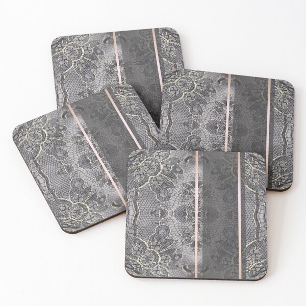 Item preview, Chic Blue Grey Rosegold Minimal Geometric Floral Lace Pattern  designed and sold by LaceySkies.