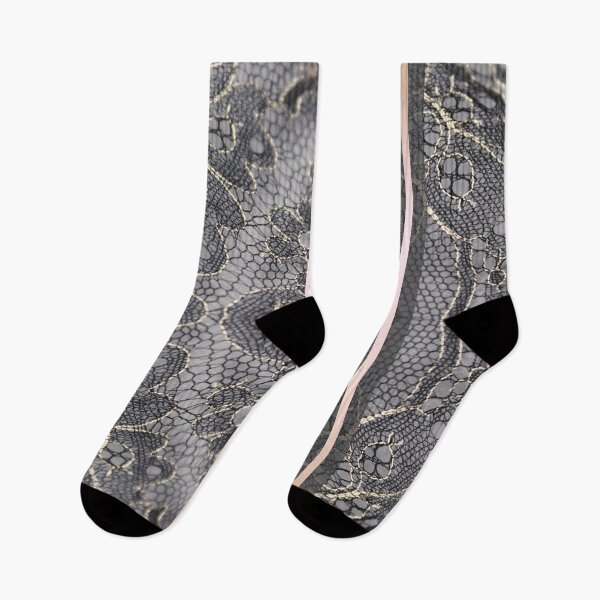 Item preview, Chic Blue Grey Rosegold Minimal Geometric Floral Lace Pattern  designed and sold by LaceySkies.