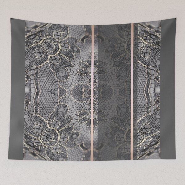 Item preview, Chic Blue Grey Rosegold Minimal Geometric Floral Lace Pattern  designed and sold by LaceySkies.