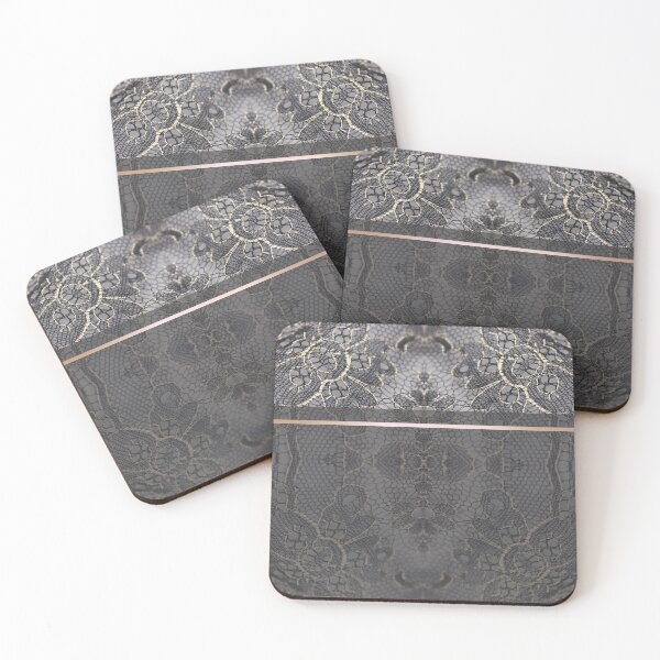 Item preview, Chic Blue Grey Rosegold Minimal Geometric Floral Lace Pattern  designed and sold by LaceySkies.