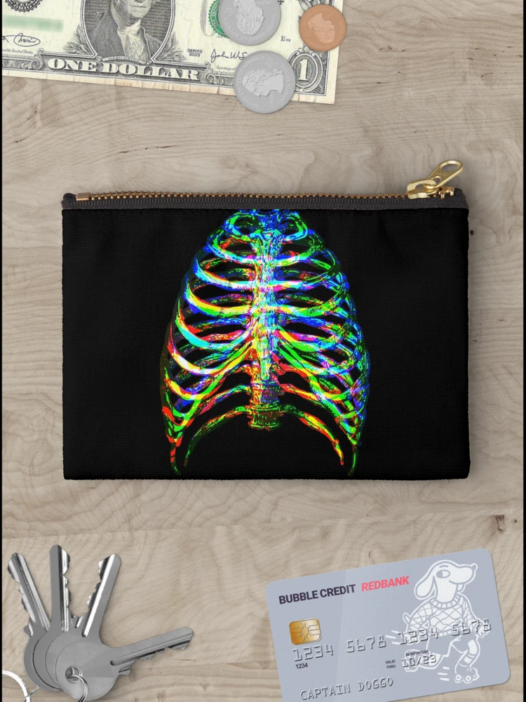 Thumbnail 3 of 4, Zipper Pouch, Colorful 3D Ribcage designed and sold by Ink-and-Thread.