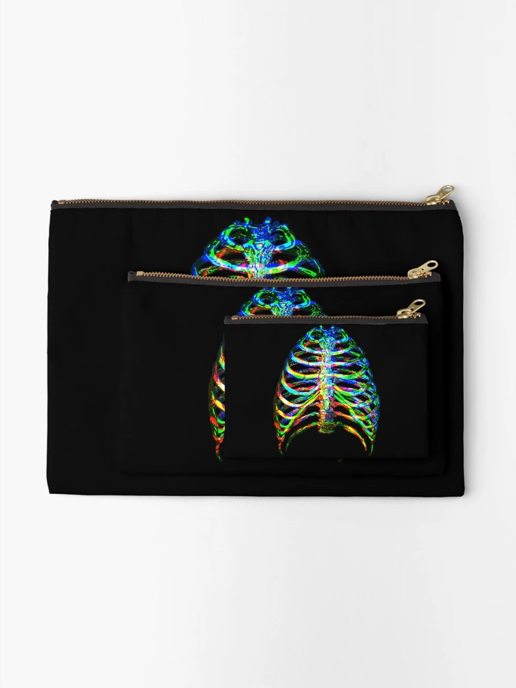Thumbnail 2 of 4, Zipper Pouch, Colorful 3D Ribcage designed and sold by Ink-and-Thread.