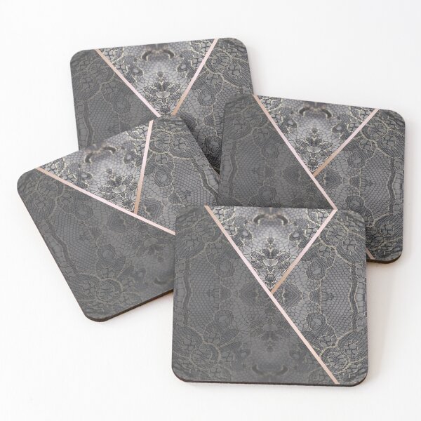 Item preview, Chic Blue Grey Rosegold Minimal Geometric Floral Lace Pattern  designed and sold by LaceySkies.