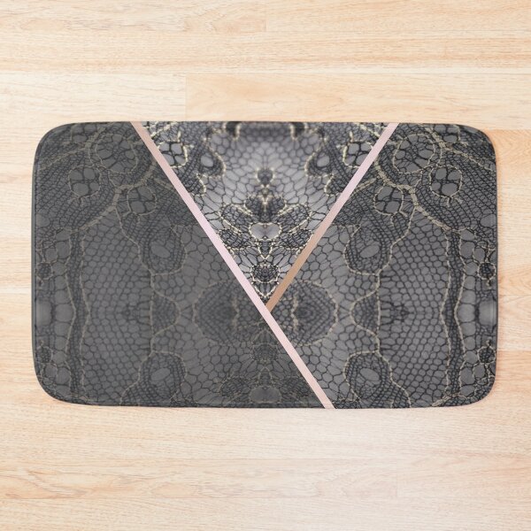 Item preview, Chic Blue Grey Rosegold Minimal Geometric Floral Lace Pattern  designed and sold by LaceySkies.