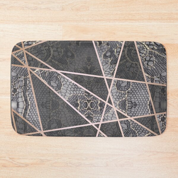 Item preview, Chic Blue Grey Rosegold Minimal Geometric Floral Lace Pattern  designed and sold by LaceySkies.