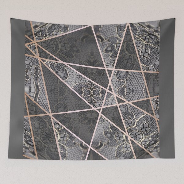 Item preview, Chic Blue Grey Rosegold Minimal Geometric Floral Lace Pattern  designed and sold by LaceySkies.
