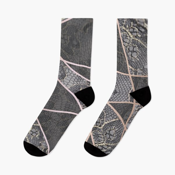Item preview, Chic Blue Grey Rosegold Minimal Geometric Floral Lace Pattern  designed and sold by LaceySkies.