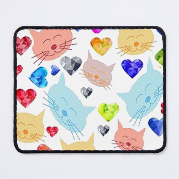 Item preview, ADORABLE, CUTE KITTY CAT FACES AND BRIGHT COLORFUL HEARTS, Design for a cat lover designed and sold by Adri Barnard.