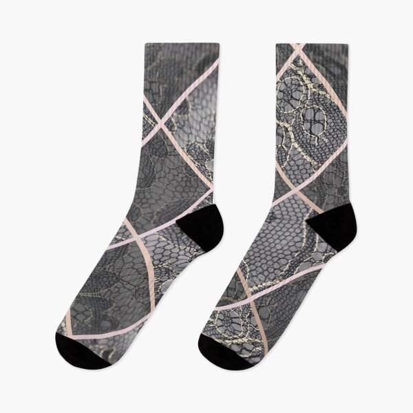 Item preview, Chic Blue Grey Rosegold Minimal Geometric Floral Lace Pattern  designed and sold by LaceySkies.