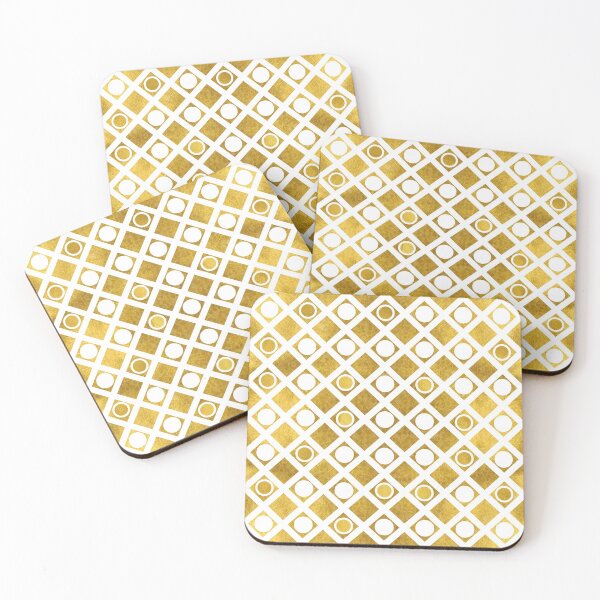 Item preview, Ornamental pattern, grid, dots, gold, white designed and sold by Svitac.