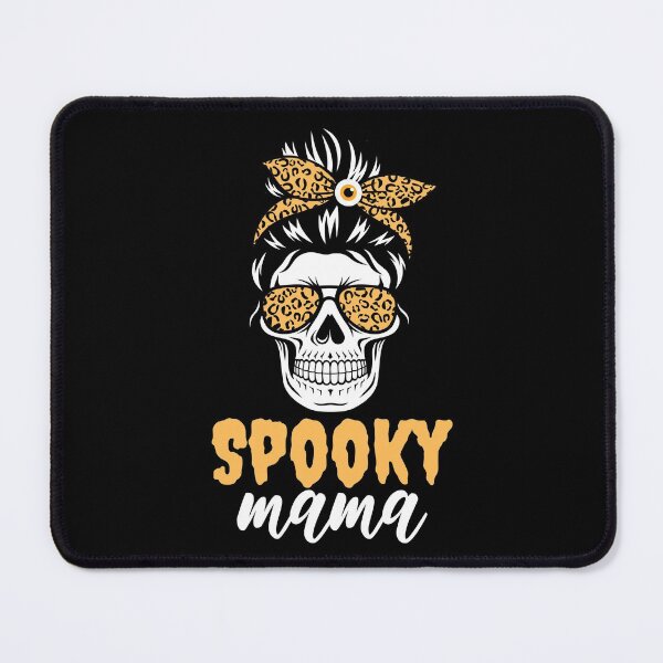 Item preview, Spooky Mama Halloween Mom Life Messy Bun Skull With Sunglasses Leopard Print Lazy Costume designed and sold by AnyKitty.