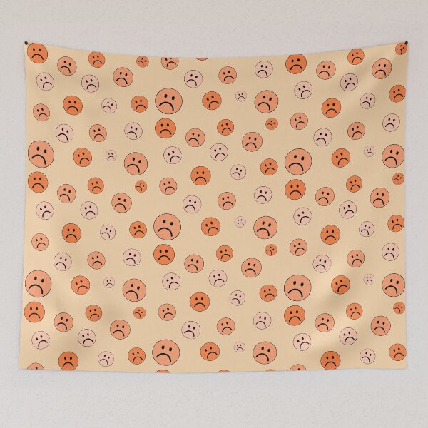 Item preview, Minimalistic Sad Emoji Faces Pattern Set Orange Color designed and sold by Barolina.