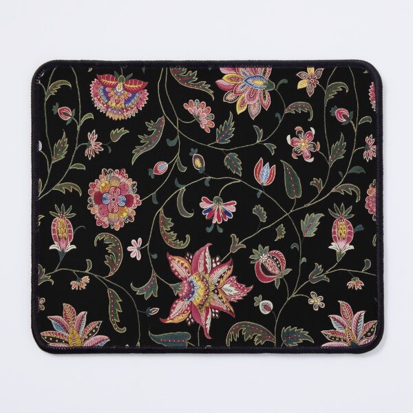 Item preview, POMEGRANATES ,POMEGRANATE FLOWERS,GREEN LEAVES IN BLACK Oriental Floral Swirls designed and sold by BulganLumini.