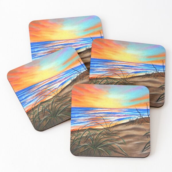 Item preview, Colourful Sunset Beach and Blue Ocean Waves in Pastel designed and sold by JulieSouster.