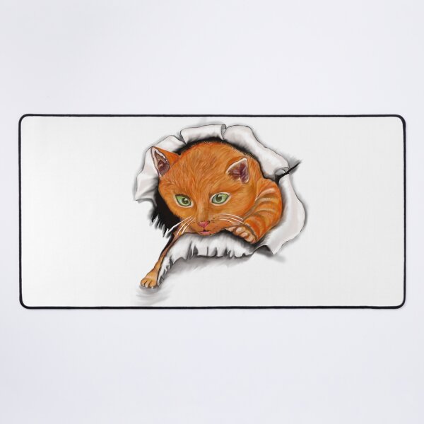 Item preview, Ginger cat bursting through hole kitten  - cute ginger kitten kitty green background designed and sold by Artonmytee.