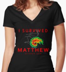 I Survived Hurricane Matthew Women's Fitted V-Neck T-Shirt