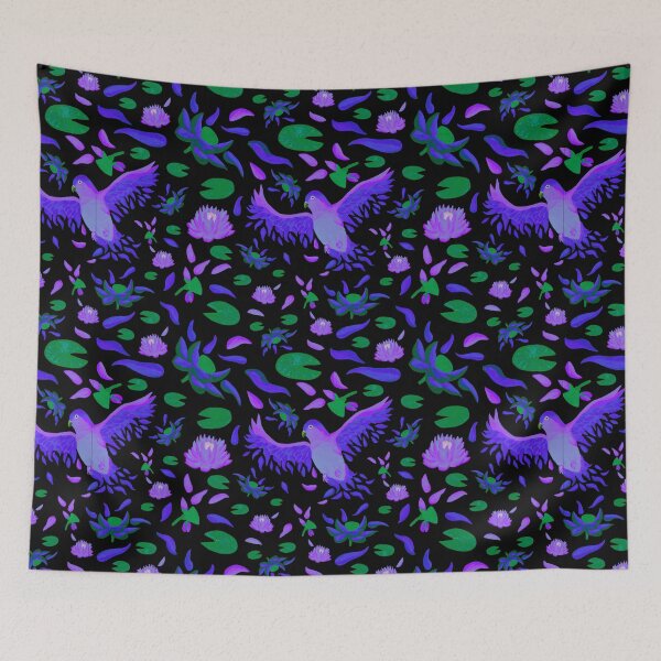 Item preview, From Lotus to Lovebird Pattern - Violet & Black designed and sold by EcoElsa.