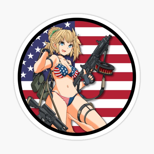 America Gun Girl Pegatina