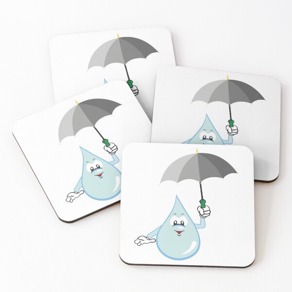 Item preview, Illustration mascot drop of water holding an umbrella. Ideal for children's stories and information designed and sold by LucianoCosmo.