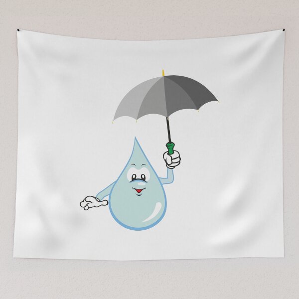 Item preview, Illustration mascot drop of water holding an umbrella. Ideal for children's stories and information designed and sold by LucianoCosmo.