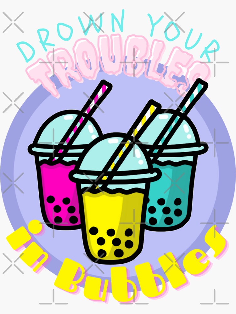 Thumbnail 3 of 3, Sticker, Drown Your Troubles in Bubbles designed and sold by TediWinter.