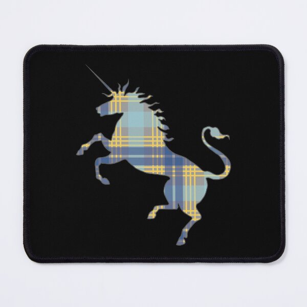 Item preview, Scottish Blue, Grey and Yellow Tartan Rearing Unicorn Silhouette designed and sold by MacPean.