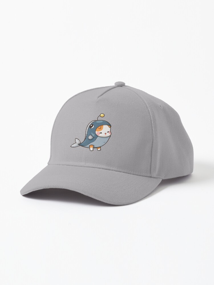 Kawaii cat in a fish costume  Cap for Sale by MagicStrawberry