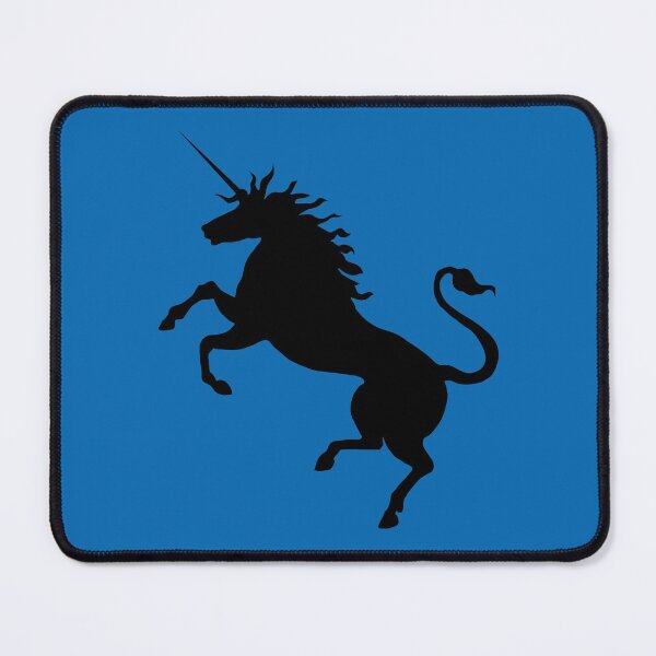 Item preview, Black Coloured Rearing Scottish Unicorn On Saltire Blue Background designed and sold by MacPean.