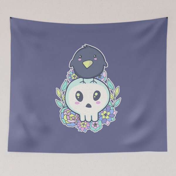 Item preview, Pastel Goth Kawaii Raven & Skull designed and sold by GrimButterfly.