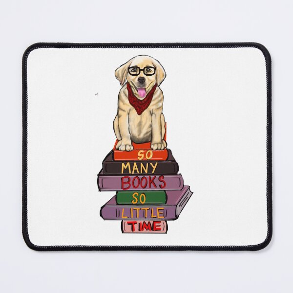 Puppy dog - So many books so little time - golden retriever with a stack of books Mouse Pad